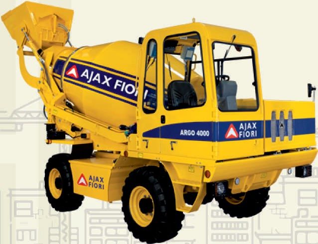 Self-loading concrete mixer